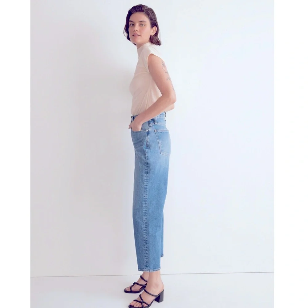 Madewell Women’s High Waisted Cropped Balloon Jeans Light Blue Wash Size 27 - Picture 3 of 15